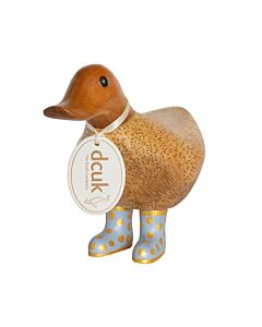 DCUK Natural Finish Ducky with Pastal and Gold Spotty Welly Boots-Lilac
